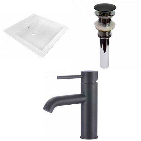 American Imaginations 21.5" W 1 Hole Ceramic Top Set In White Color, Overflow Drain Incl. AI-30002